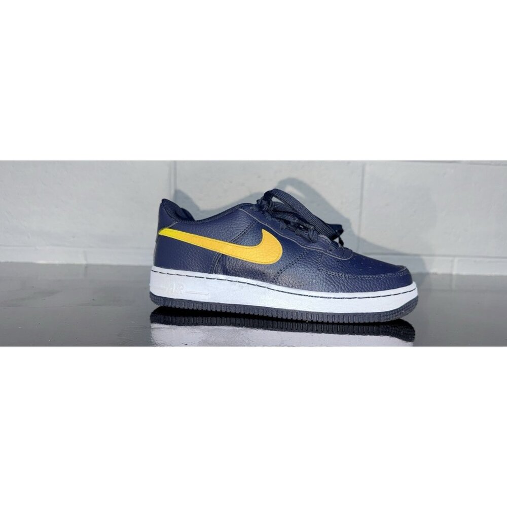 Nike Air Force 1 GS Obsidian Opti Yellow Athletic Shoes Boys Size 5Y Womens 6.5